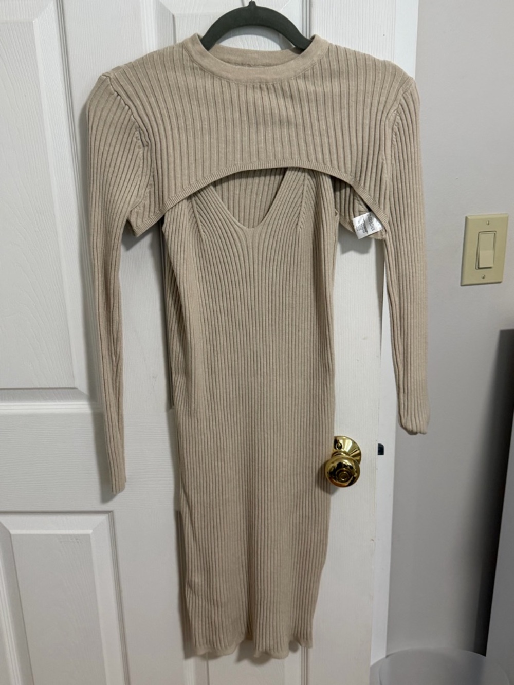 Ribbed Knit Midi Dress with Sleeve Sweater
